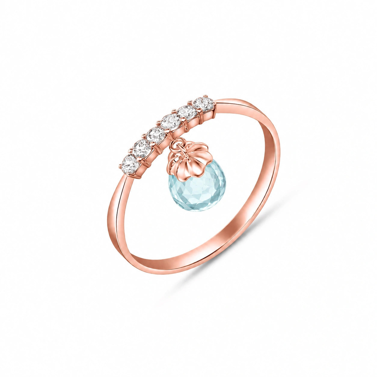 Rose Gold Blue Topaz & Diamond — Vitalba