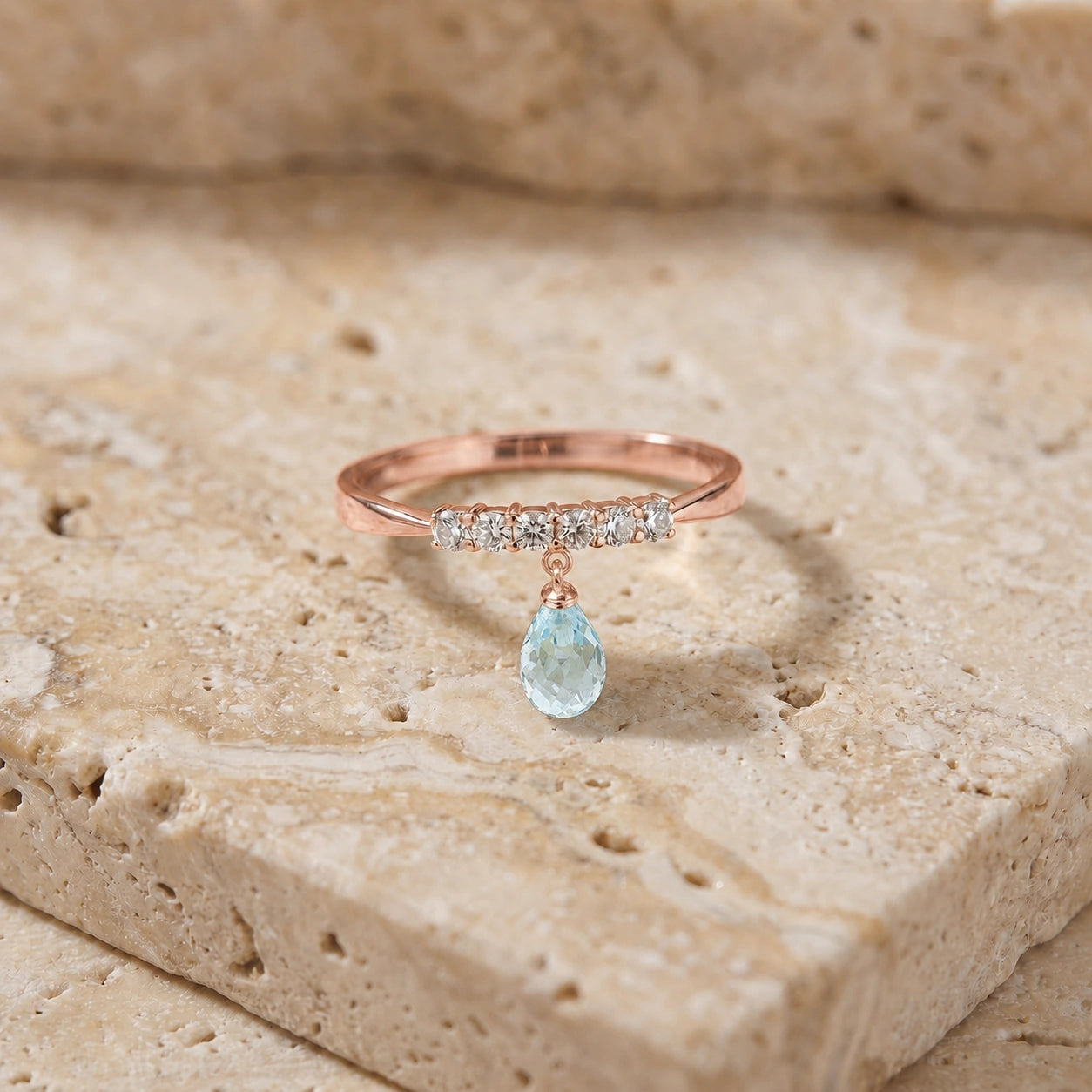 Rose Gold Blue Topaz & Diamond — Vitalba