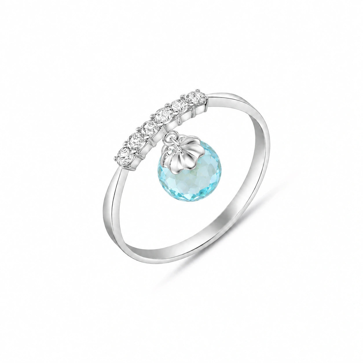 White Gold Blue Topaz & Diamond — Vitalba