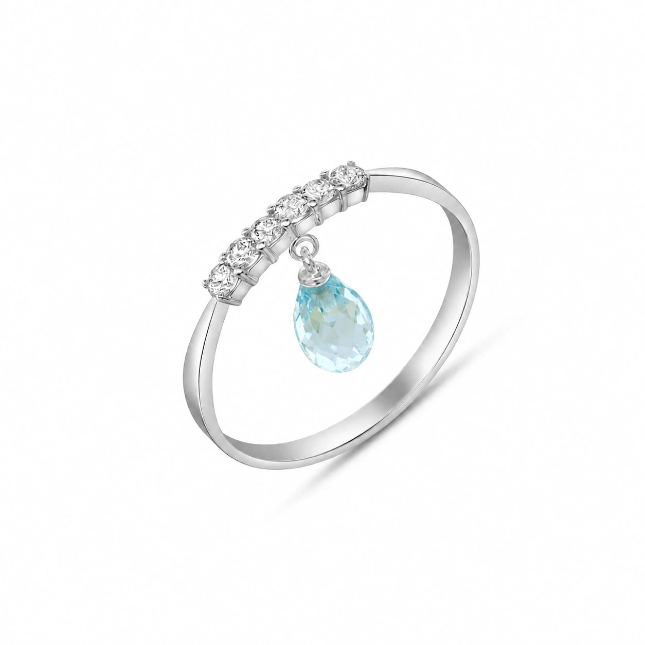 White Gold Blue Topaz & Diamond — Vitalba