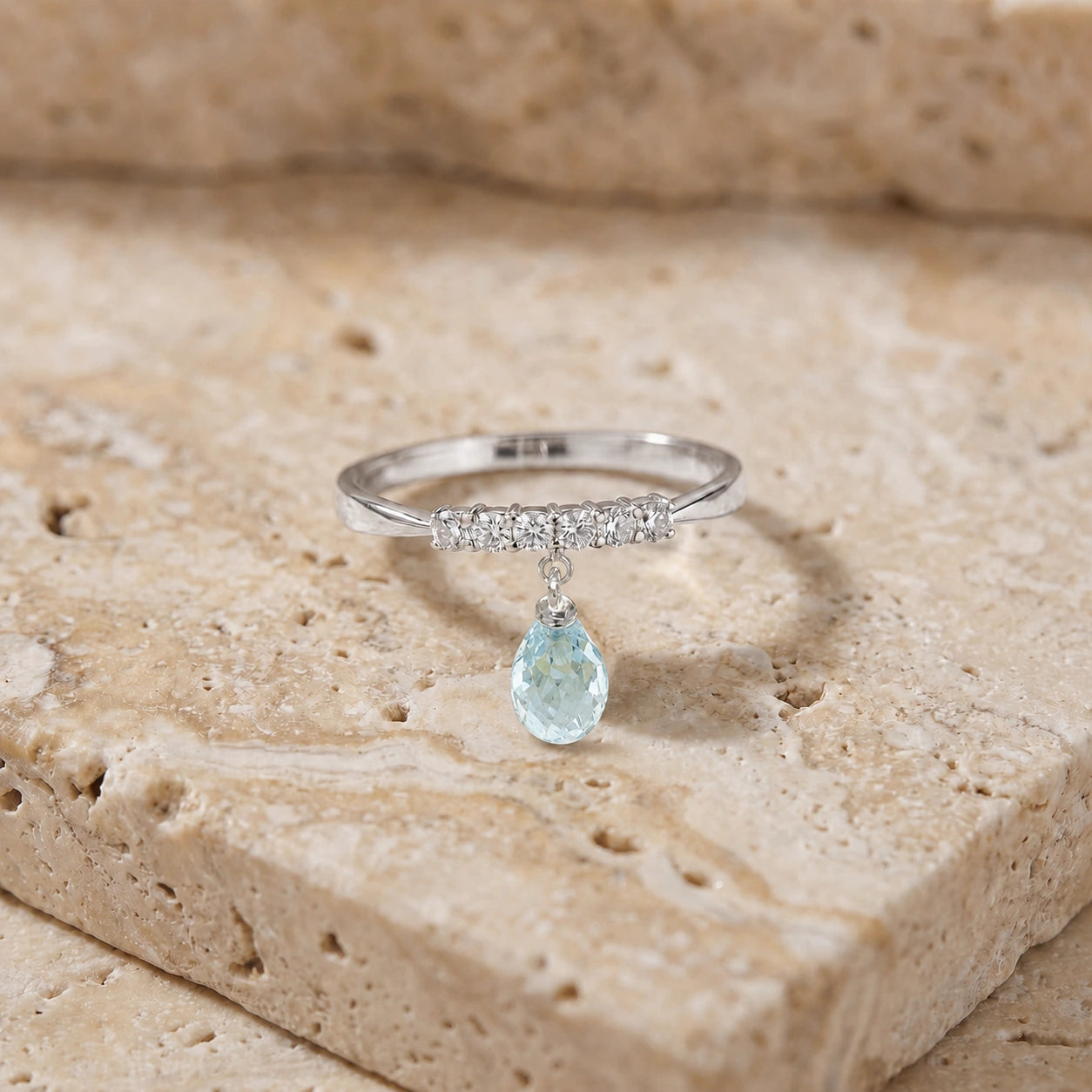 White Gold Blue Topaz & Diamond — Vitalba