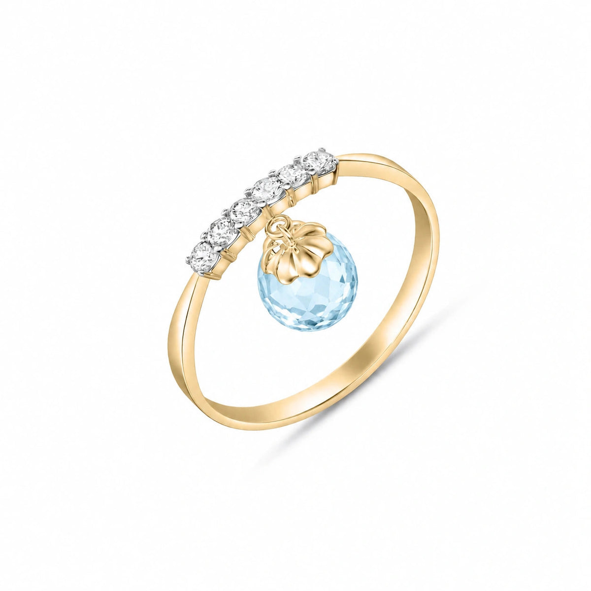 Yellow Gold Blue Topaz & Diamond — Vitalba