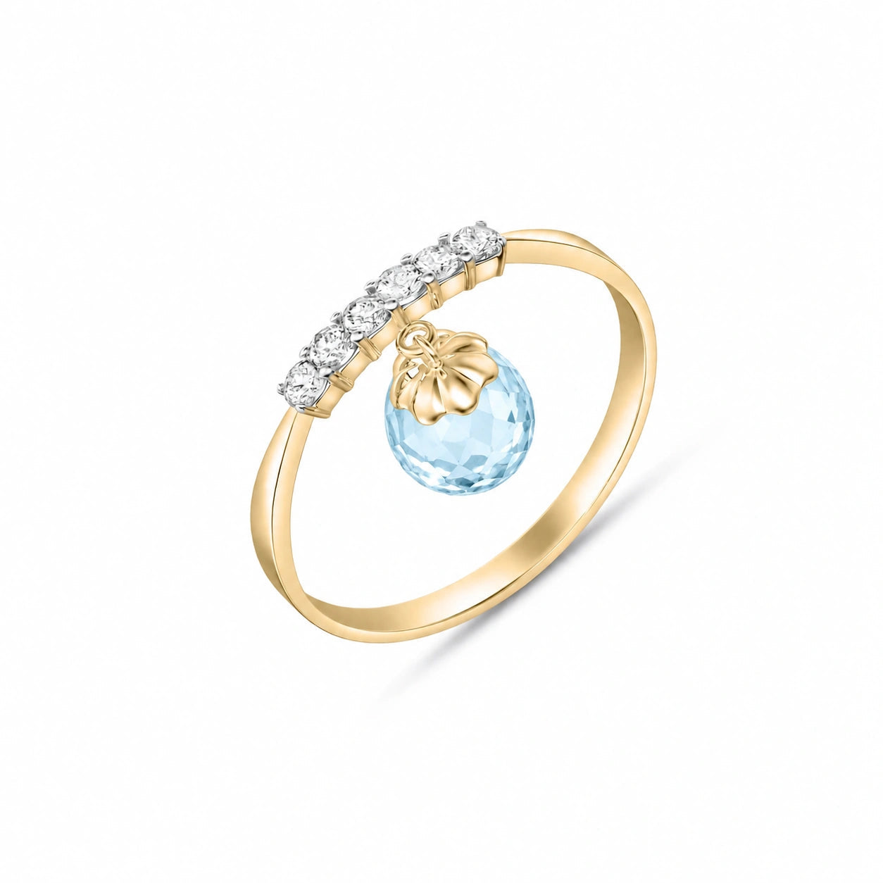 Yellow Gold Blue Topaz & Diamond — Vitalba
