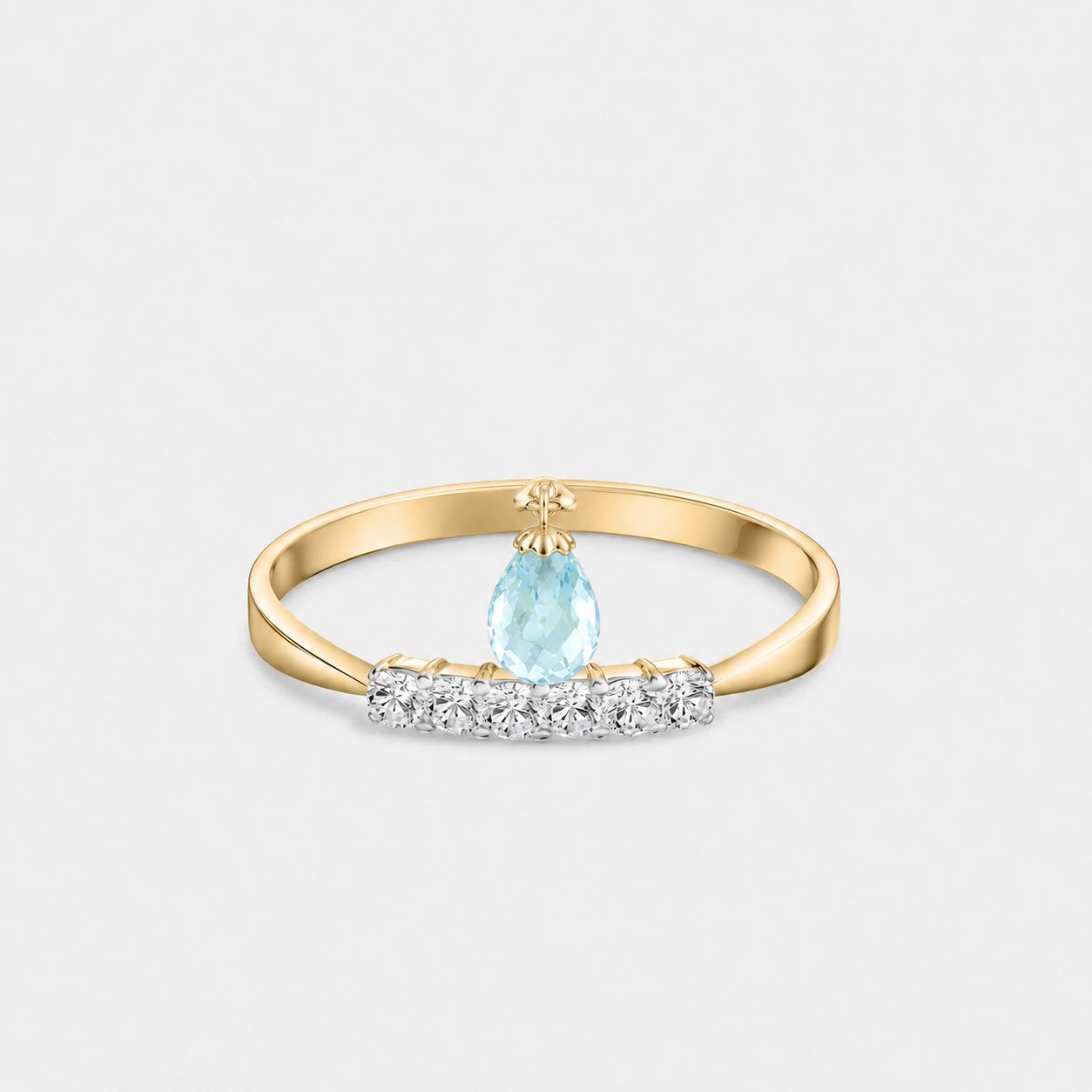 Yellow Gold Blue Topaz & Diamond — Vitalba
