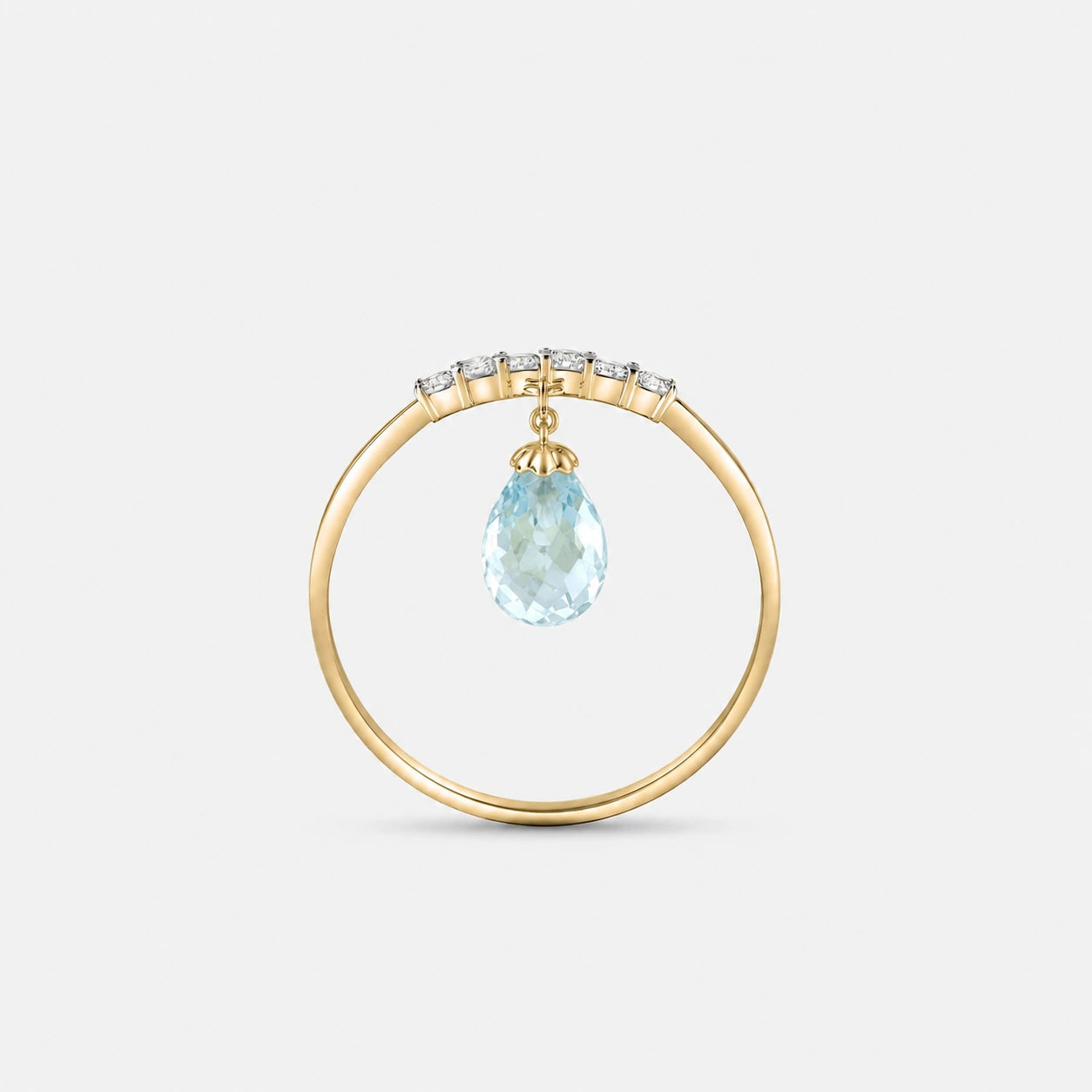 Yellow Gold Blue Topaz & Diamond — Vitalba