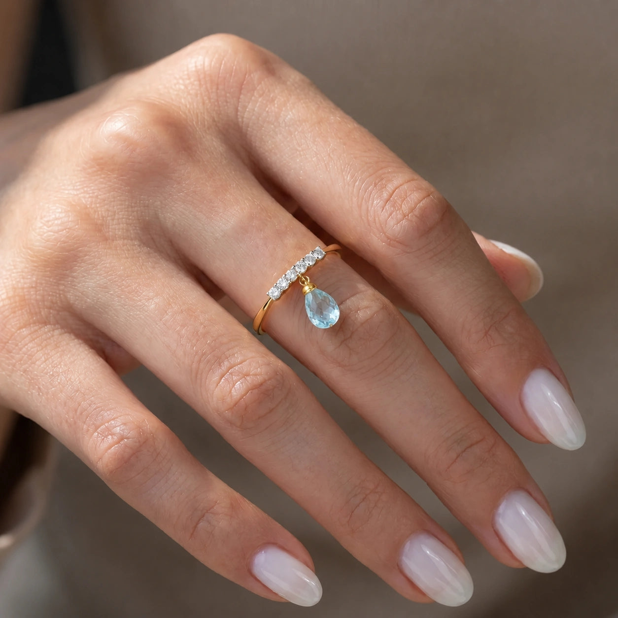 Yellow Gold Blue Topaz & Diamond — Vitalba
