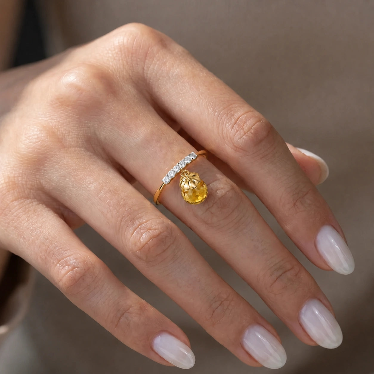 Yellow Gold Citrine & Diamond — Vitalba
