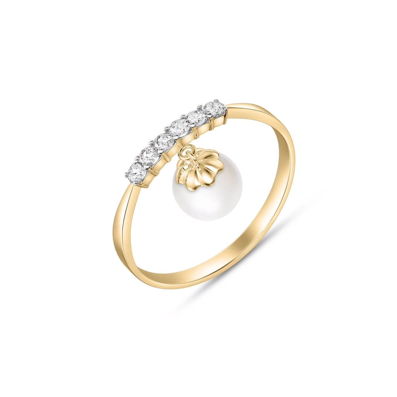 Yellow Gold Pearl & Diamond — Vitalba