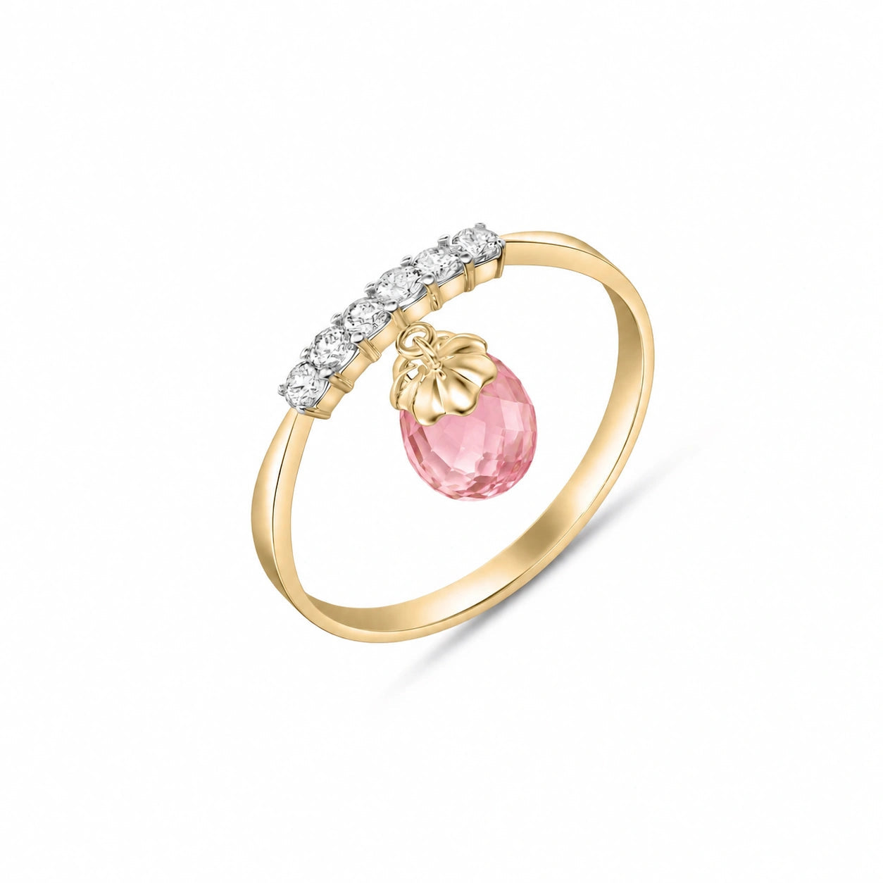 Yellow Gold Pink Topaz & Diamond — Vitalba