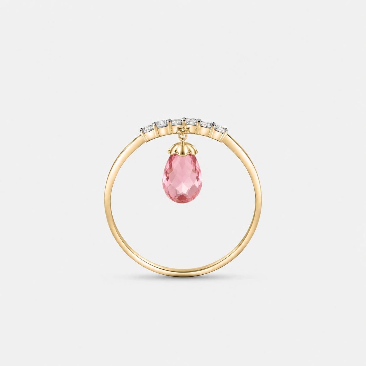 Yellow Gold Pink Topaz & Diamond — Vitalba