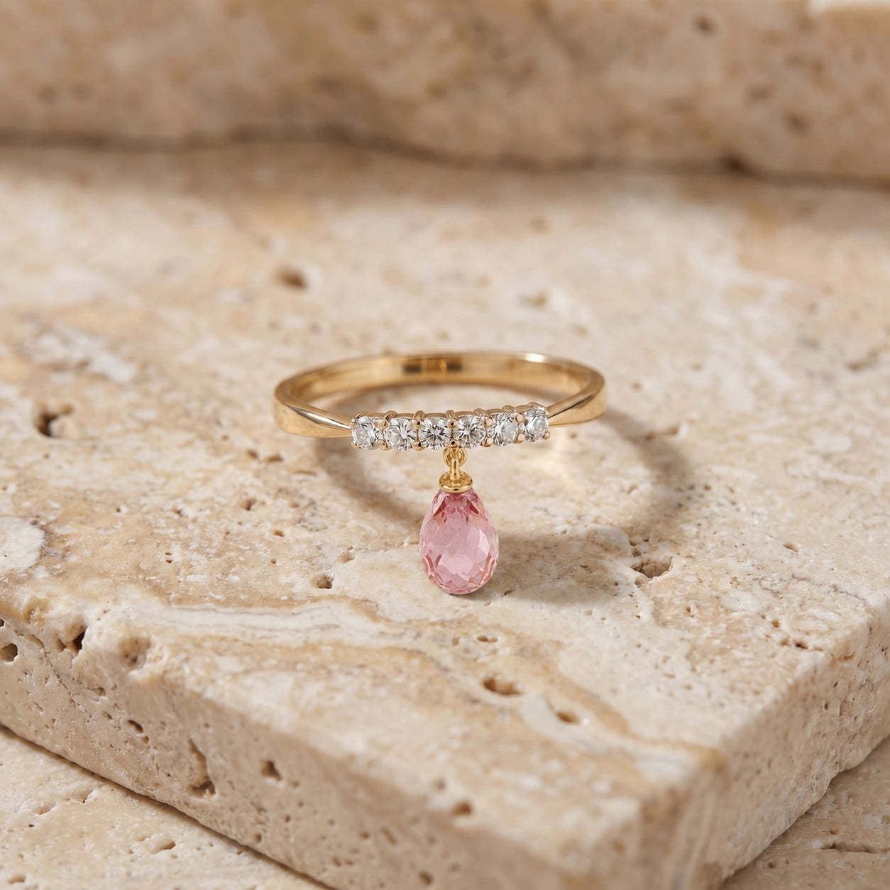 Yellow Gold Pink Topaz & Diamond — Vitalba