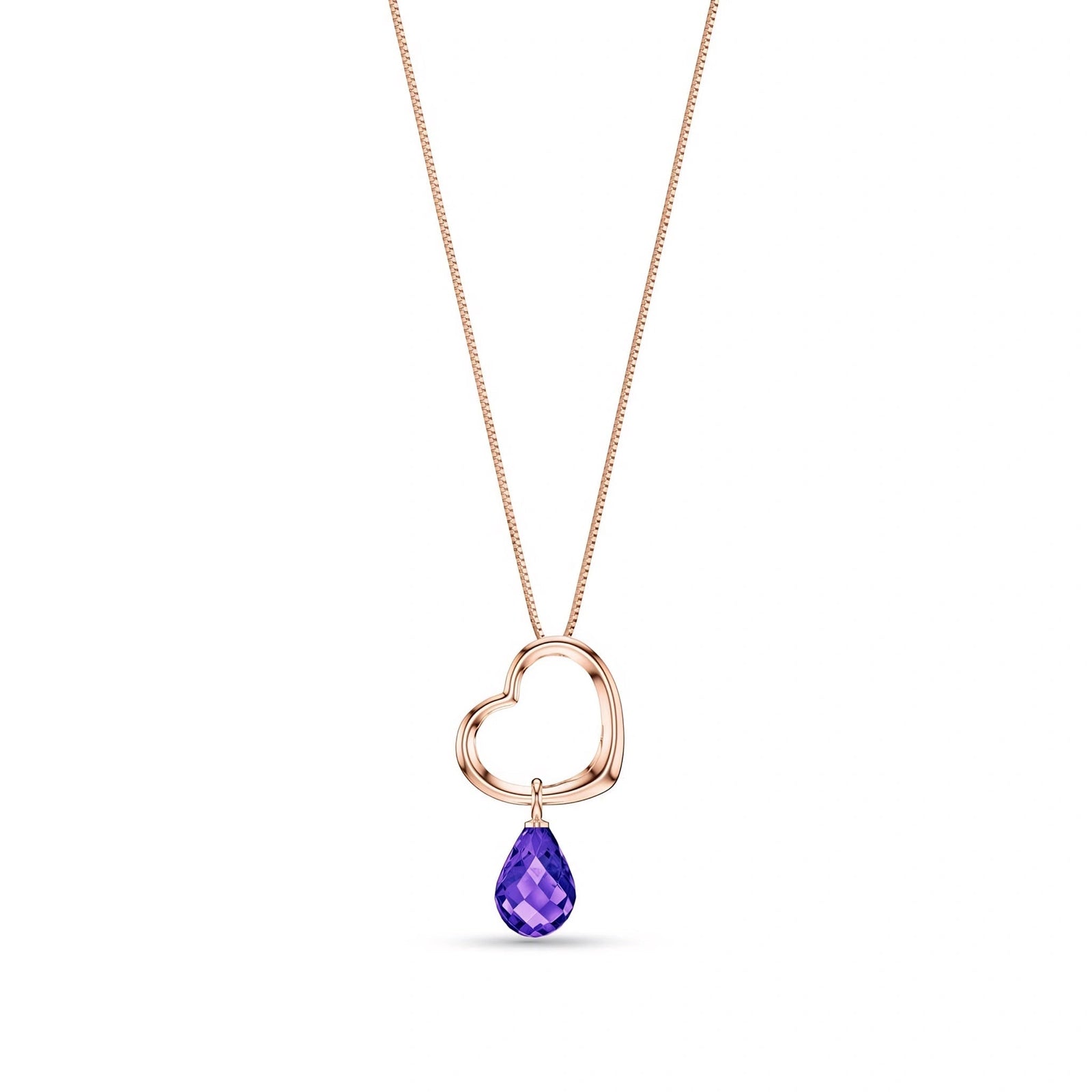 Rose Gold Celeste Pendant Necklace Amethyst 10K — Giuseppa