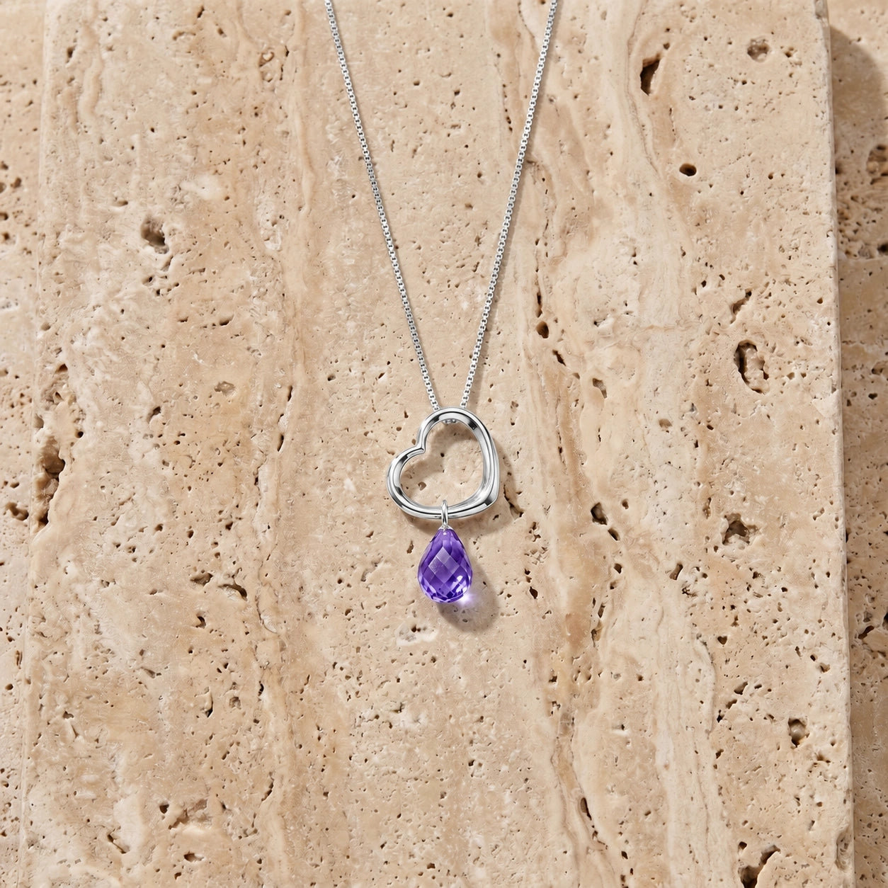 White Gold Celeste Pendant Necklace Amethyst 10K — Giuseppa