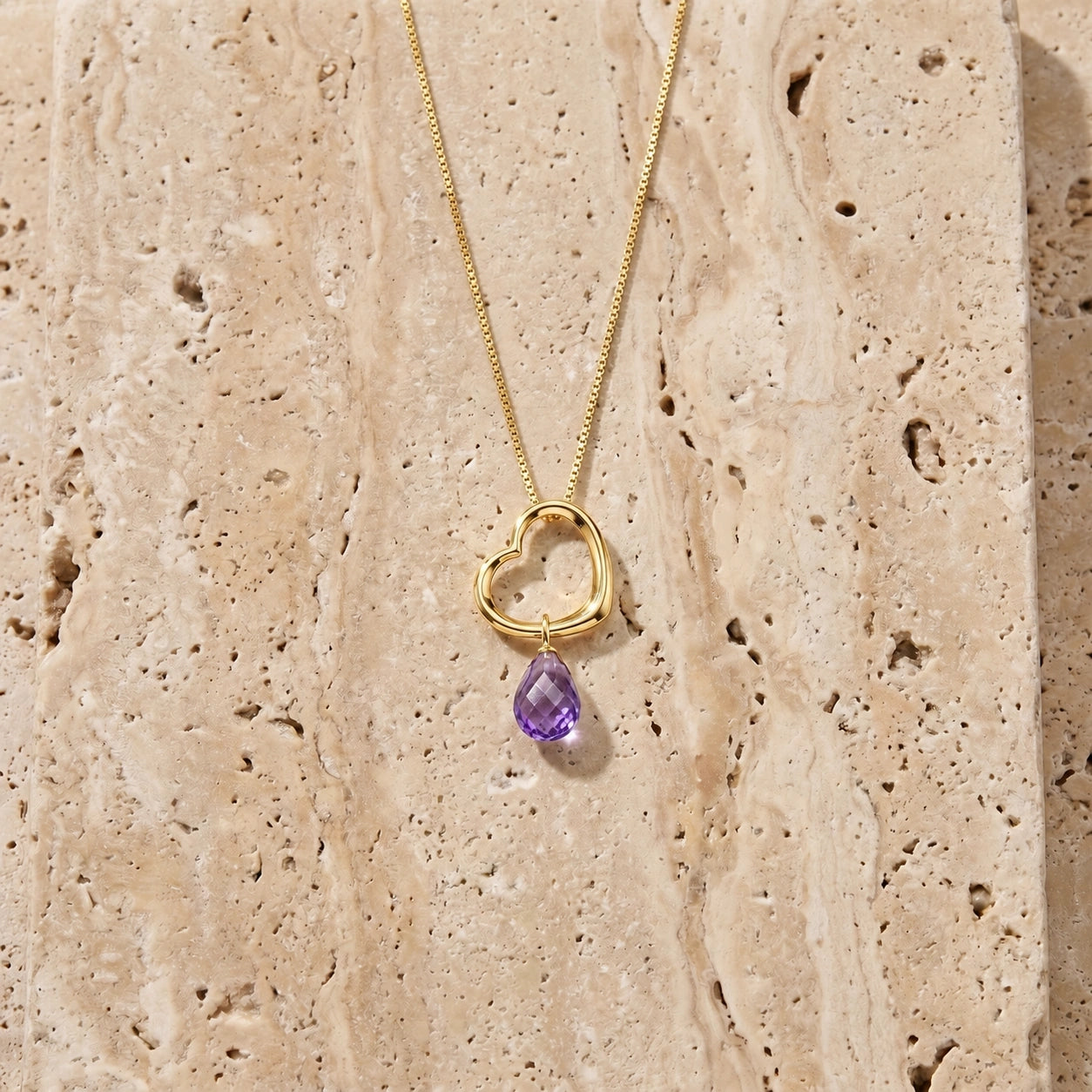 Yellow Gold Celeste Pendant Necklace Amethyst 10K — Giuseppa