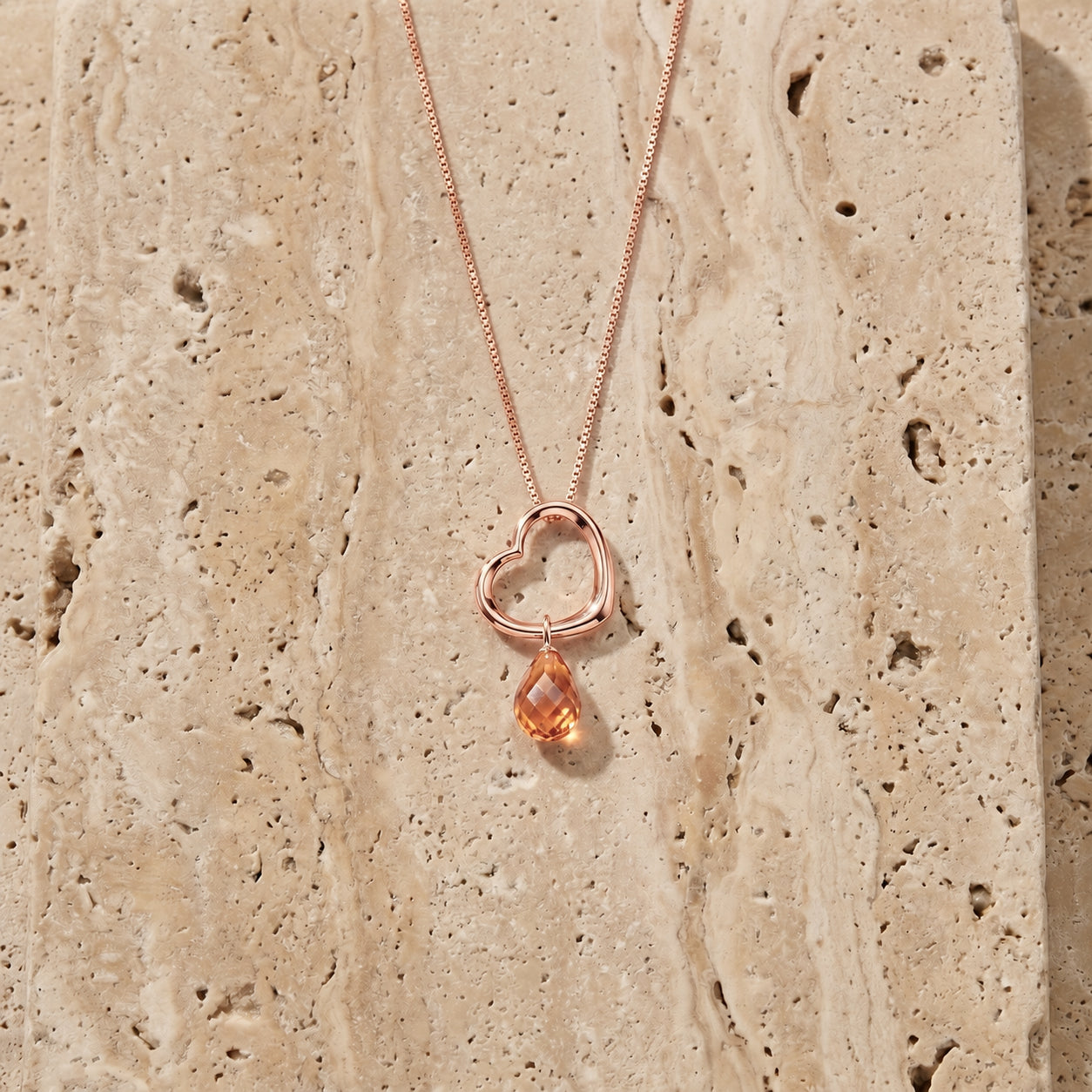 Rose Gold Celeste Pendant Necklace Citrine 10K — Giuseppa