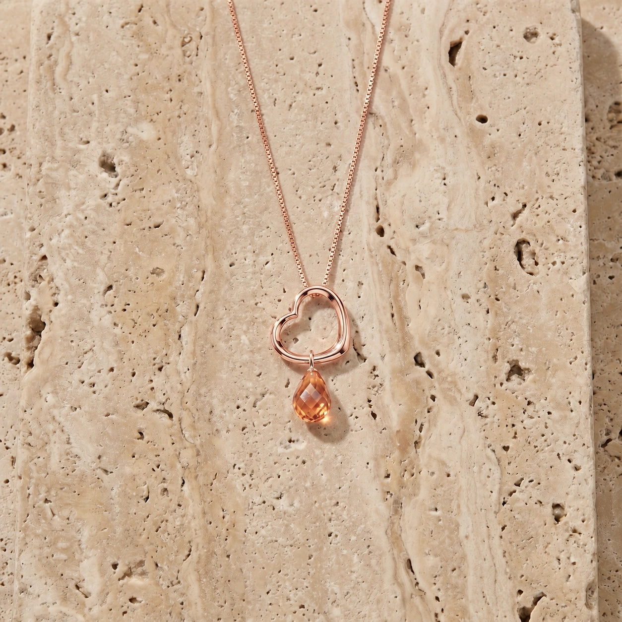 Rose Gold Celeste Pendant Necklace Citrine 10K — Giuseppa