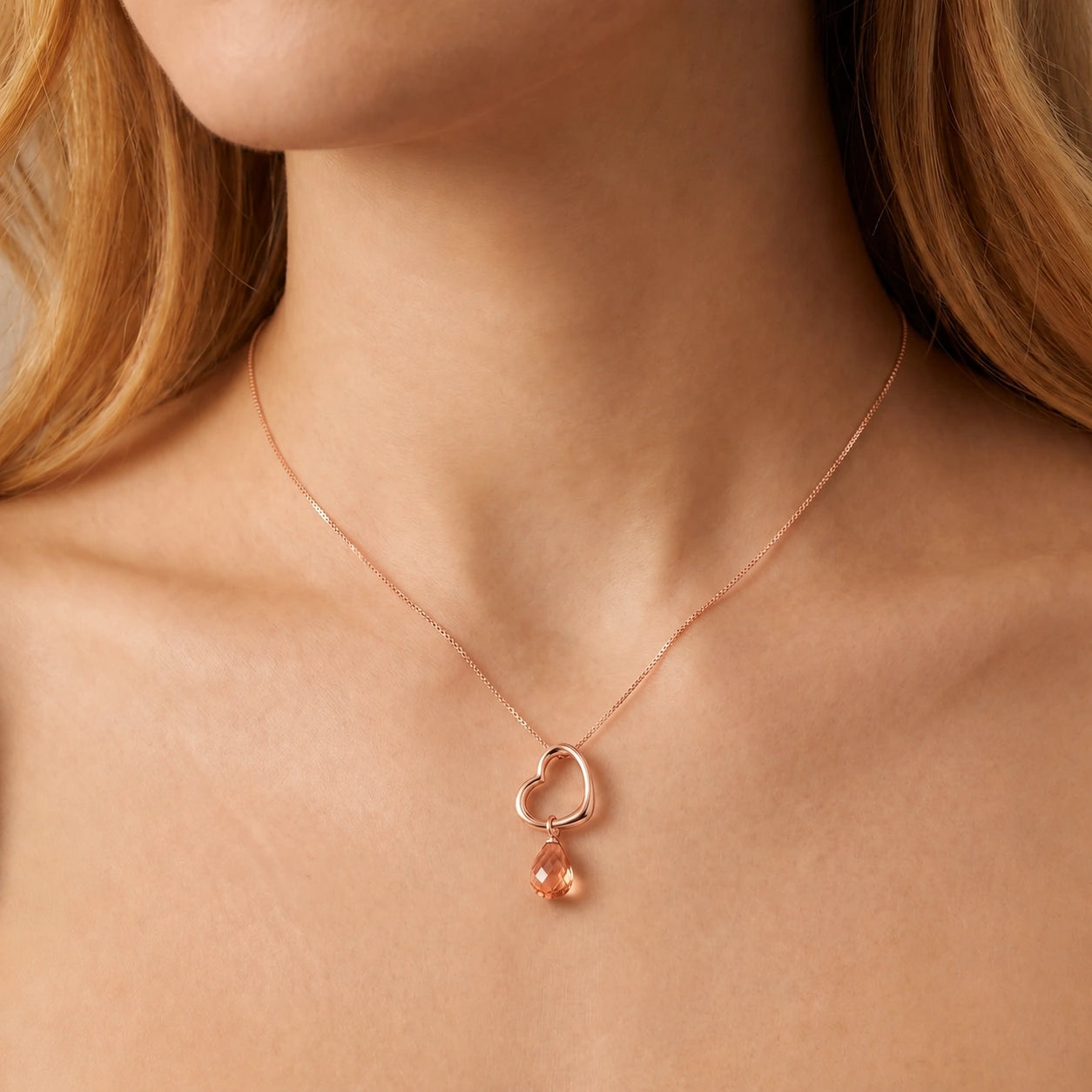 Rose Gold Celeste Pendant Necklace Citrine 10K — Giuseppa