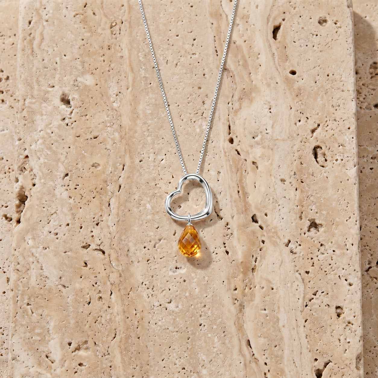 White Gold Celeste Pendant Necklace Citrine 10K — Giuseppa