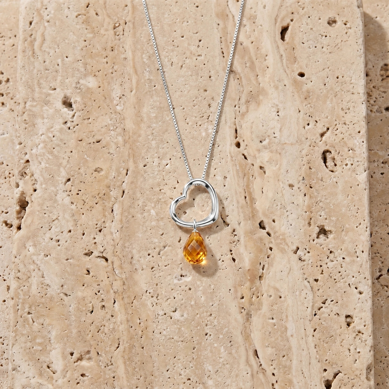 White Gold Celeste Pendant Necklace Citrine 10K — Giuseppa