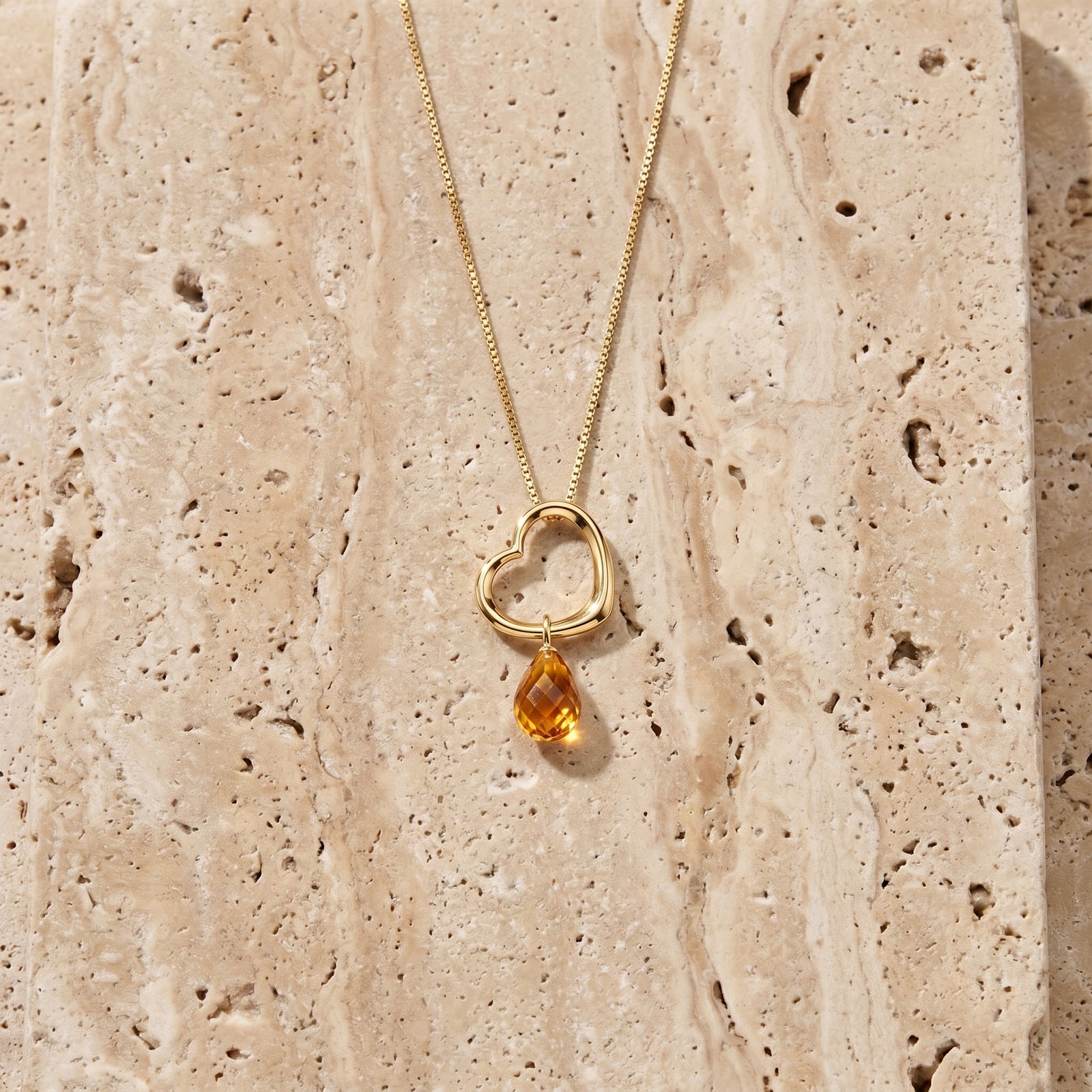 Yellow Gold Celeste Pendant Necklace Citrine 10K — Giuseppa