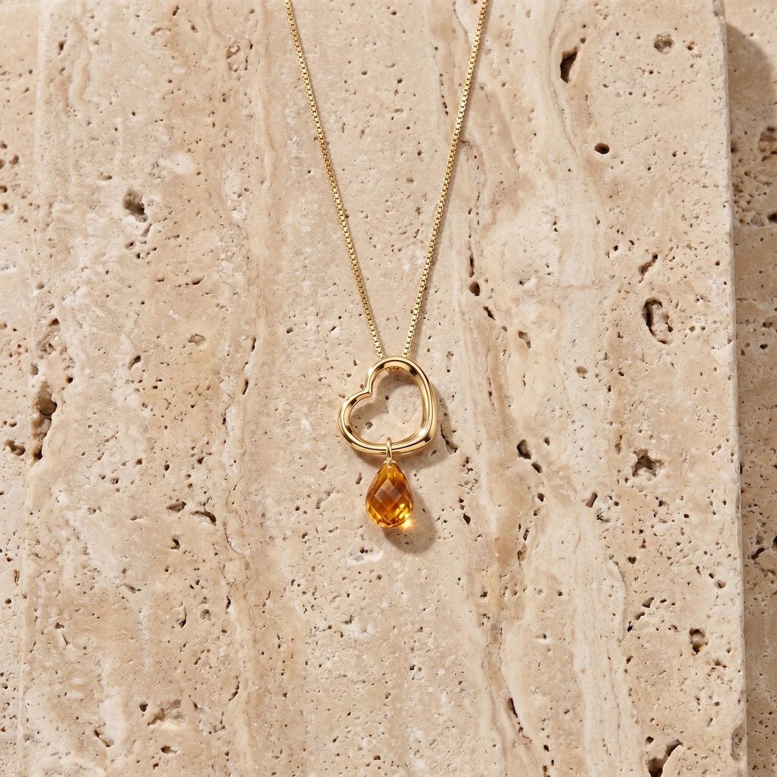 Yellow Gold Celeste Pendant Necklace Citrine 10K — Giuseppa