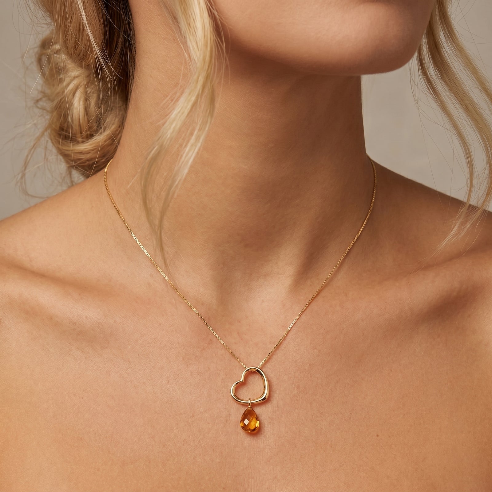 Yellow Gold Celeste Pendant Necklace Citrine 10K — Giuseppa