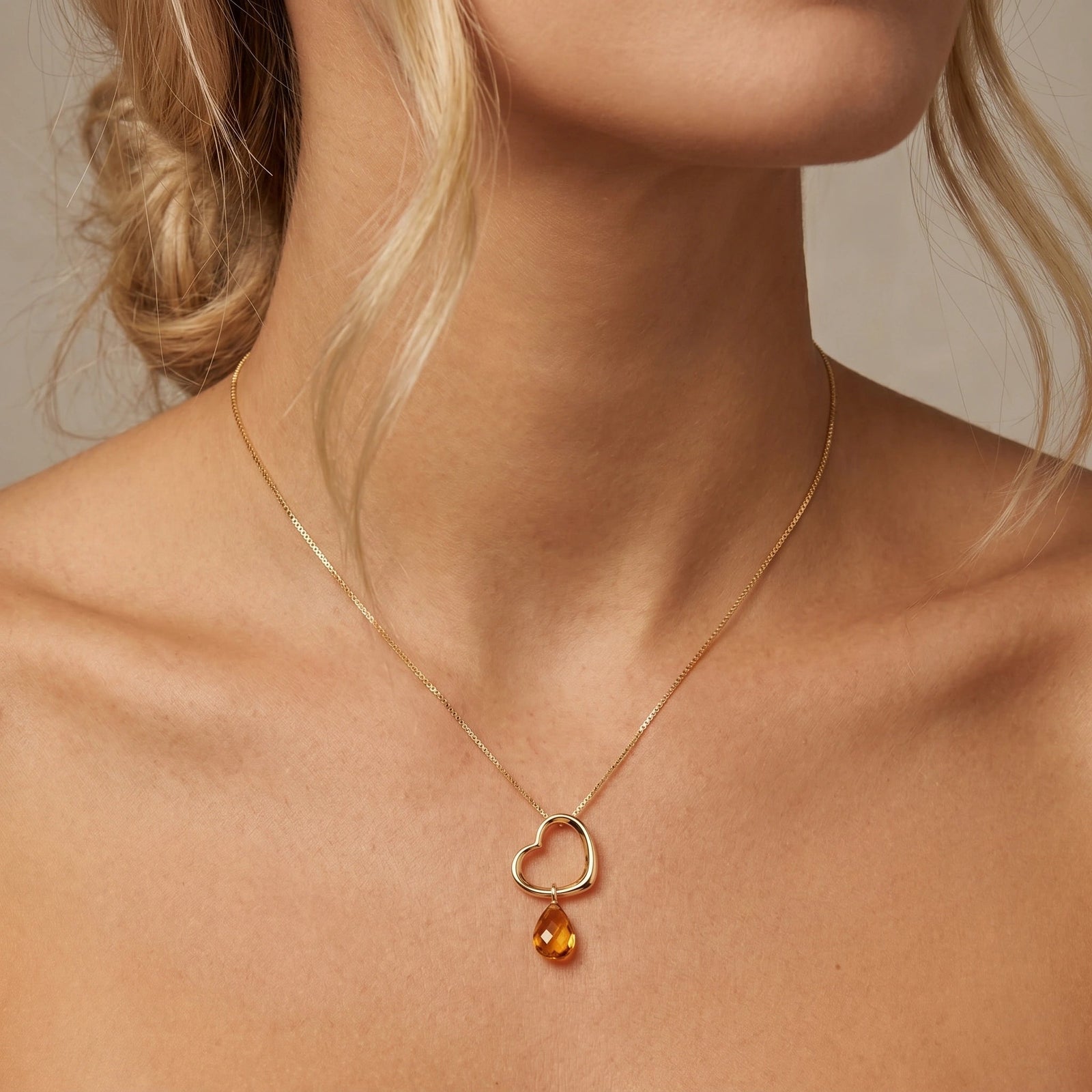 Yellow Gold Celeste Pendant Necklace Citrine 10K — Giuseppa