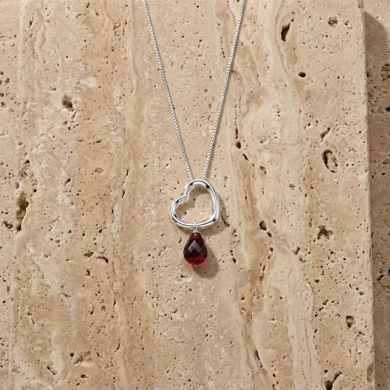 White Gold Celeste Pendant Necklace Garnet 10K — Giuseppa