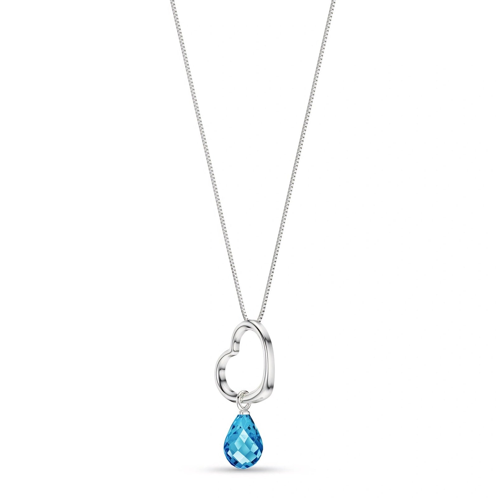 White Gold Celeste Pendant Necklace Blue Topaz 10K — Giuseppa