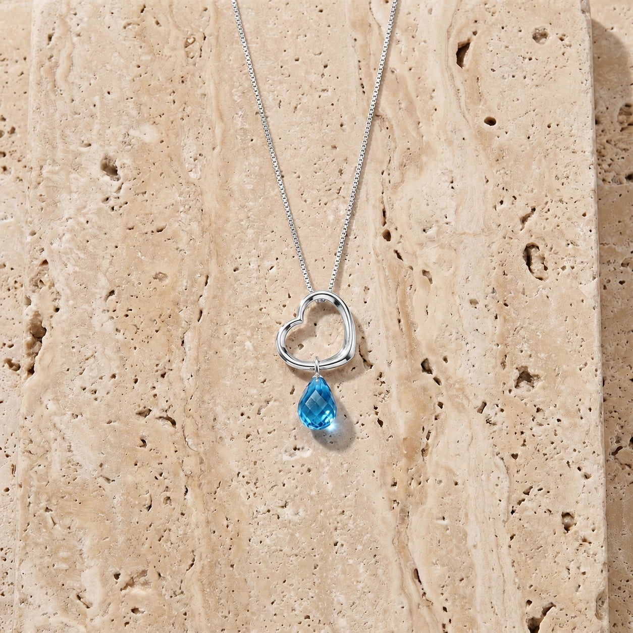 White Gold Celeste Pendant Necklace Blue Topaz 10K — Giuseppa
