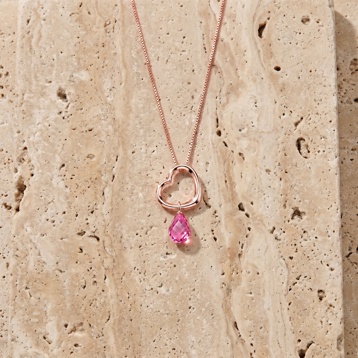 Rose Gold Celeste Pendant Necklace Ruby 10K — Giuseppa