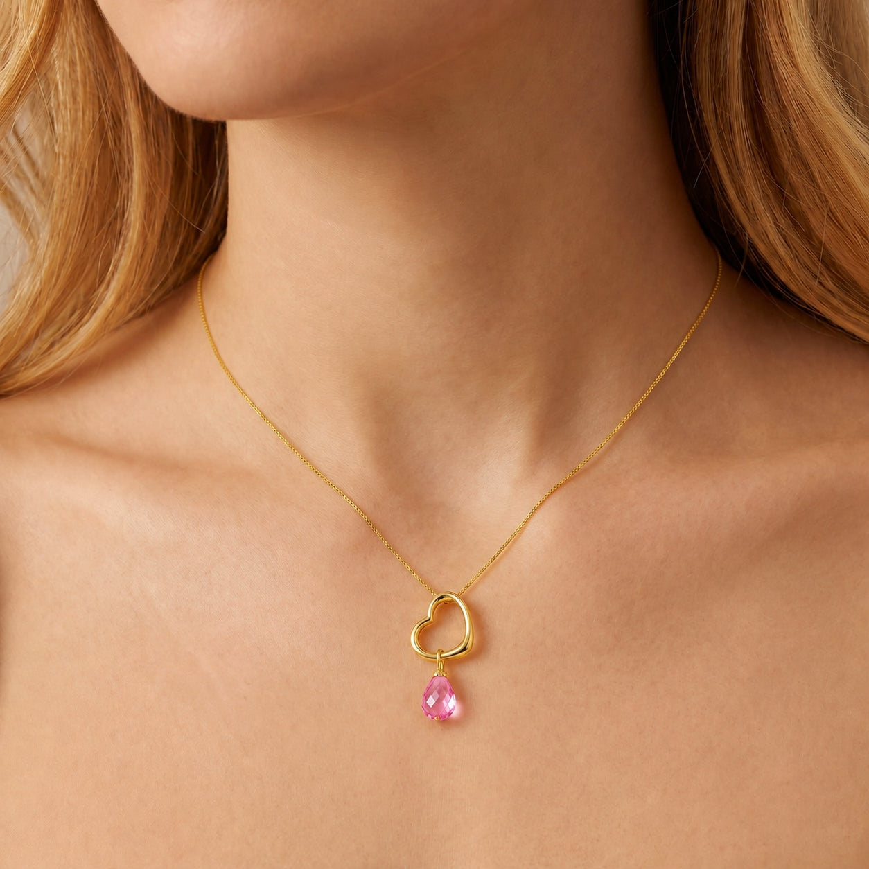 Yellow Gold Celeste Pendant Necklace Ruby 10K — Giuseppa