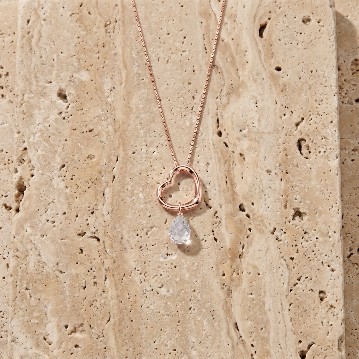 Rose Gold Celeste Pendant Necklace Pink Topaz 10K — Giuseppa