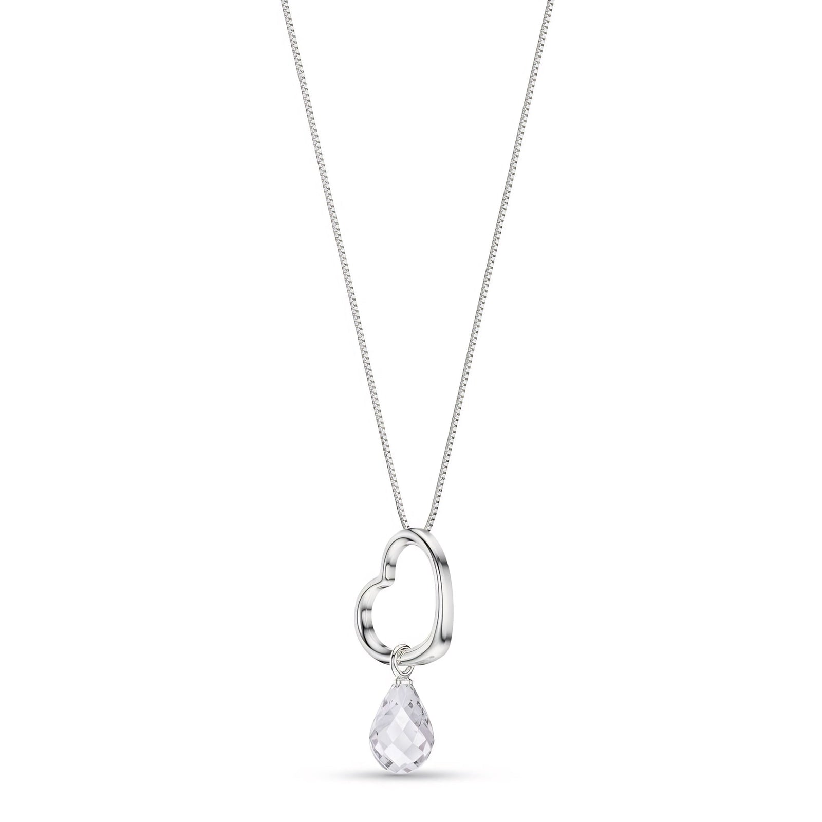 White Gold Celeste Pendant Necklace Pink Topaz 10K — Giuseppa