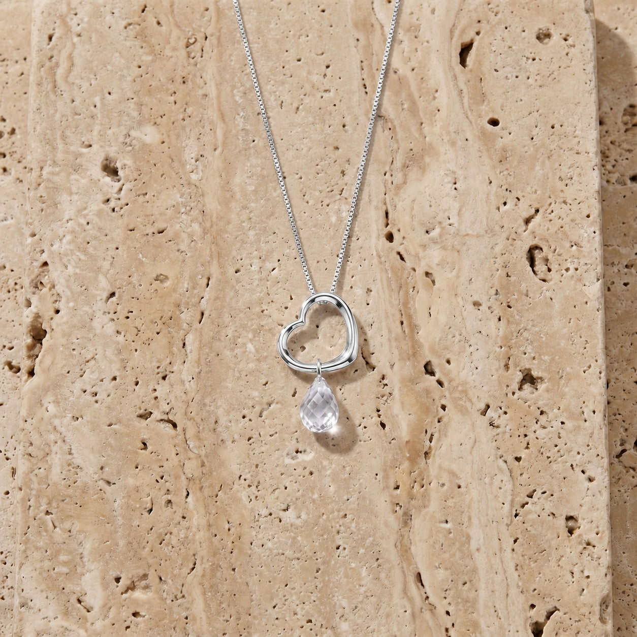 White Gold Celeste Pendant Necklace Pink Topaz 10K — Giuseppa