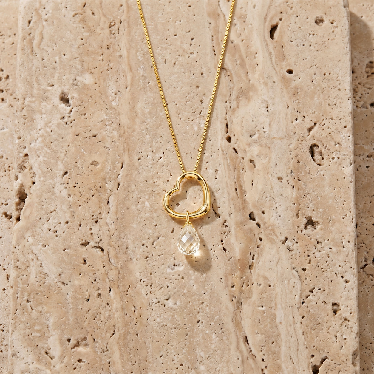 Yellow Gold Celeste Pendant Necklace Pink Topaz 10K — Giuseppa