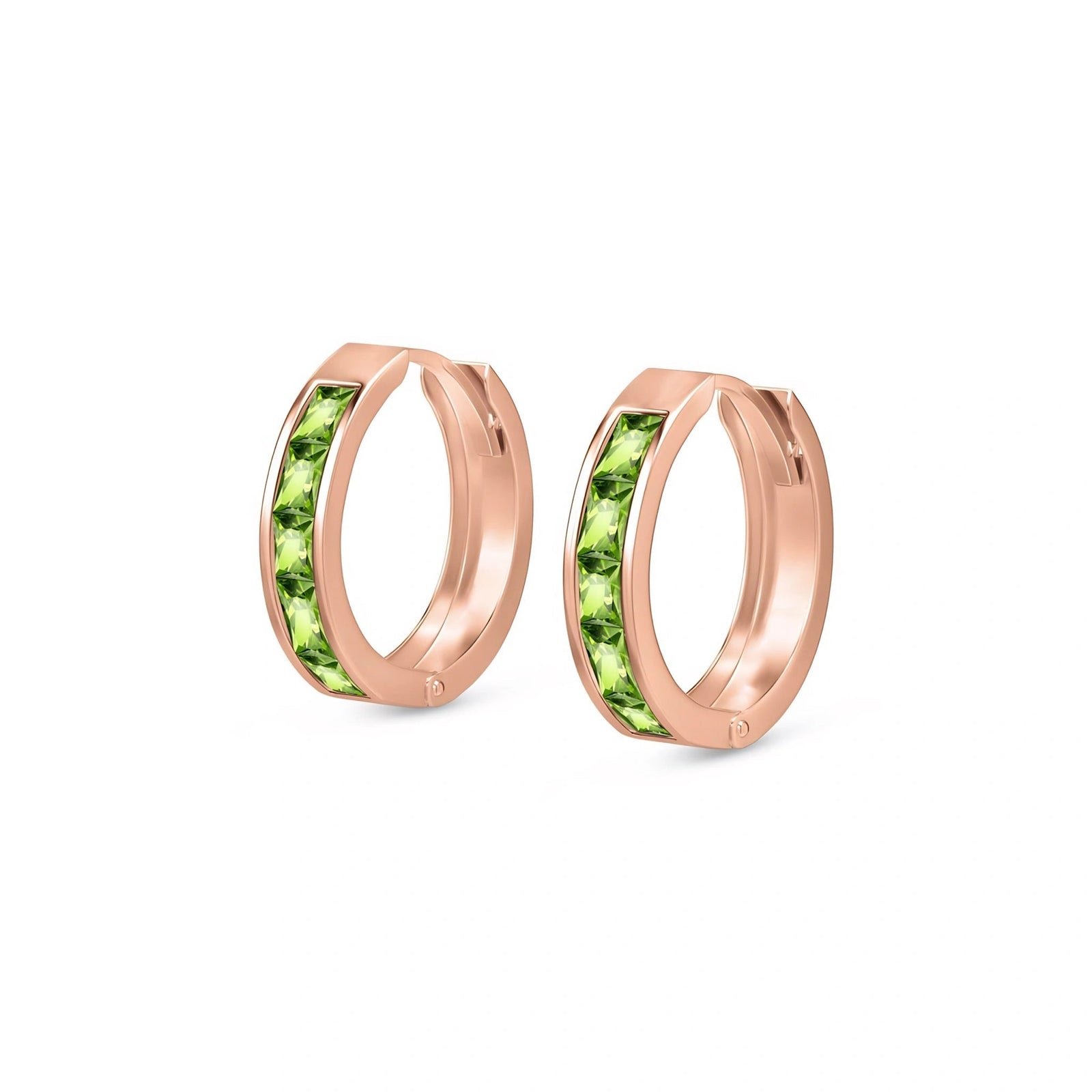 Rose Gold Huggie Earrings Blue Topaz 10K — Drusilla