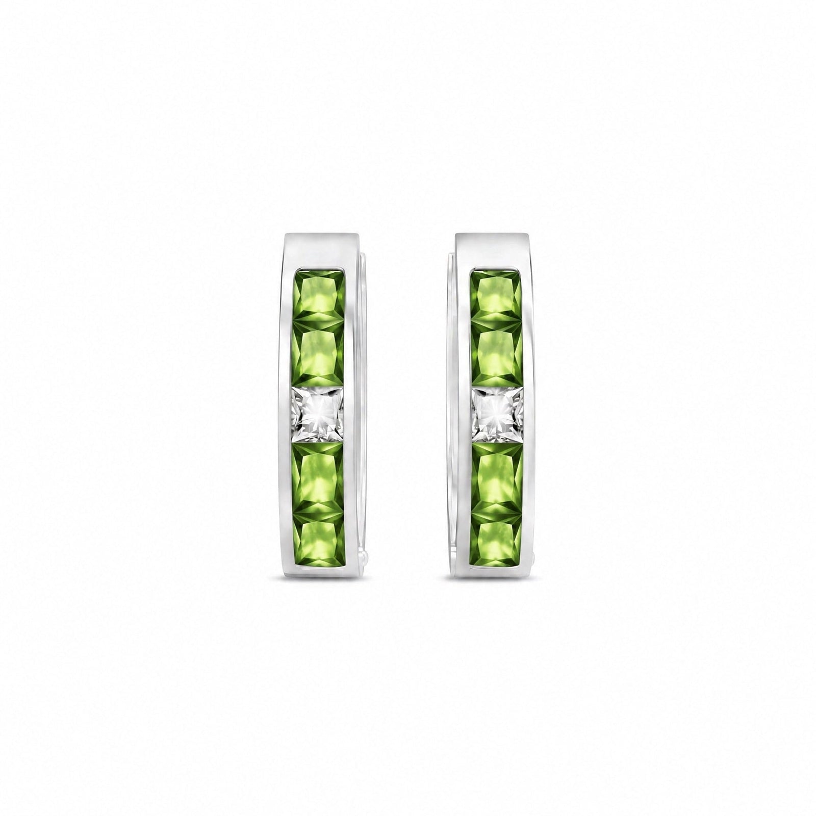 White Gold Huggie Earrings Blue Topaz 10K — Drusilla