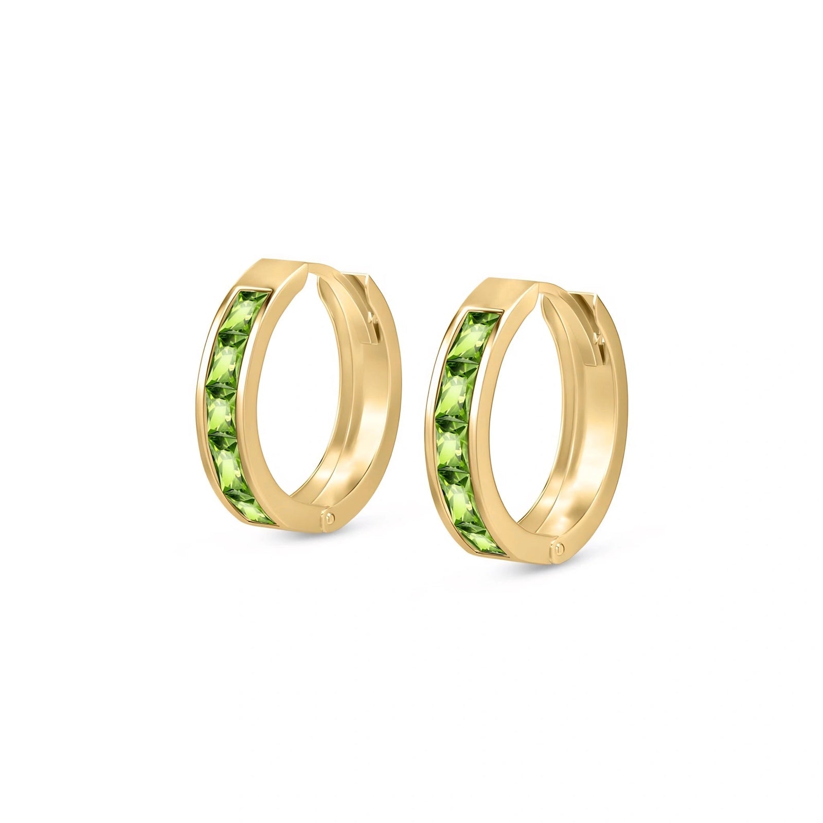 Yellow Gold Huggie Earrings Blue Topaz 10K — Drusilla