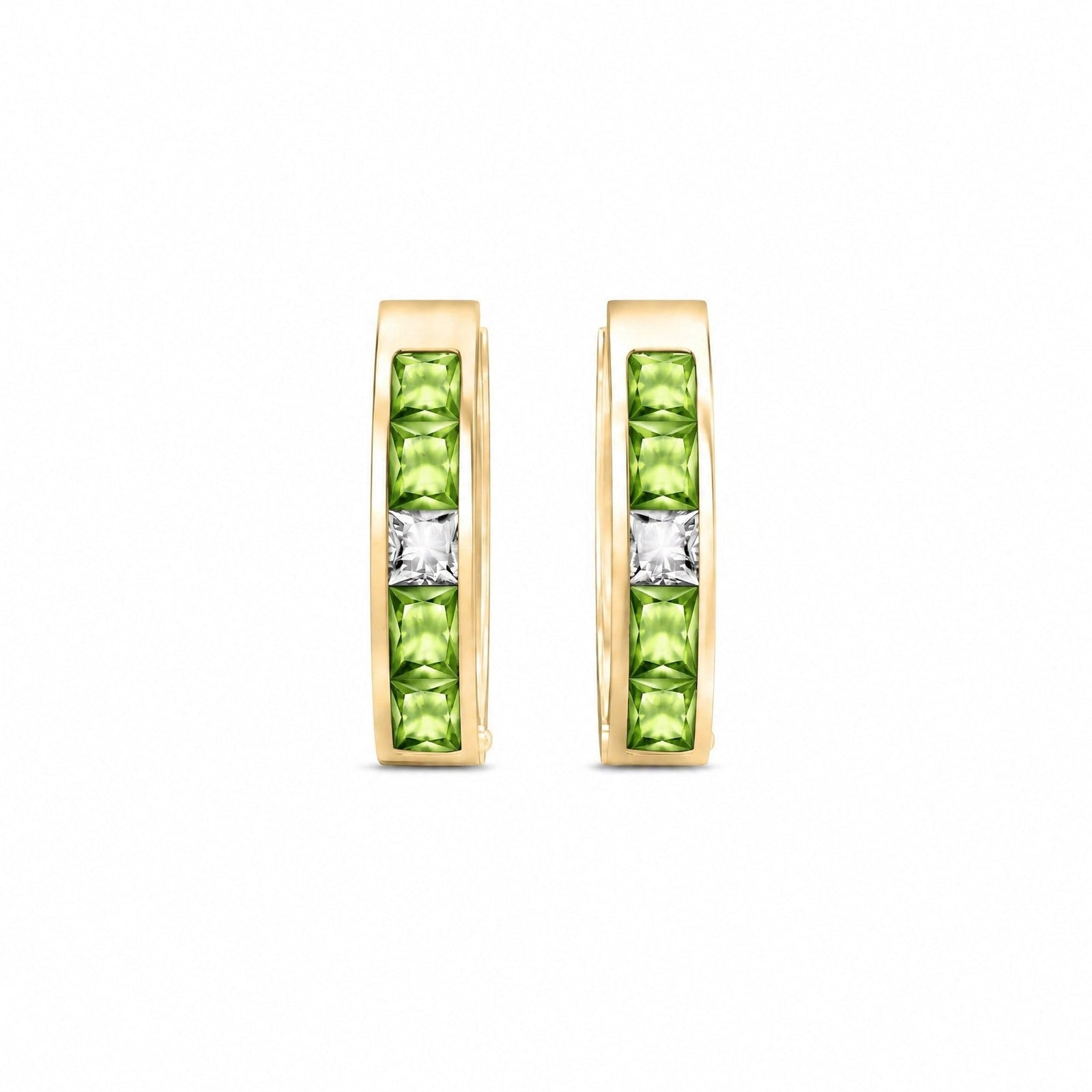 Yellow Gold Huggie Earrings Blue Topaz 10K — Drusilla