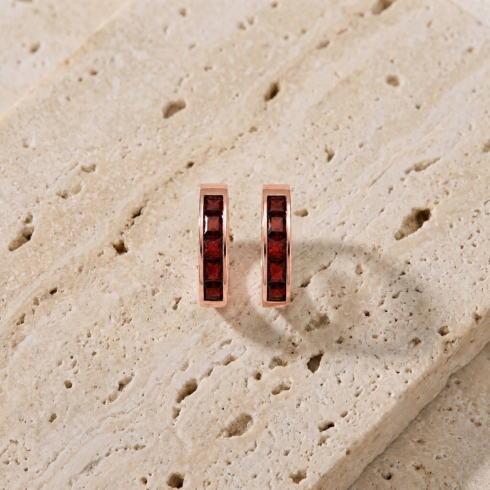 Rose Gold Huggie Earrings Citrine 10K — Drusilla