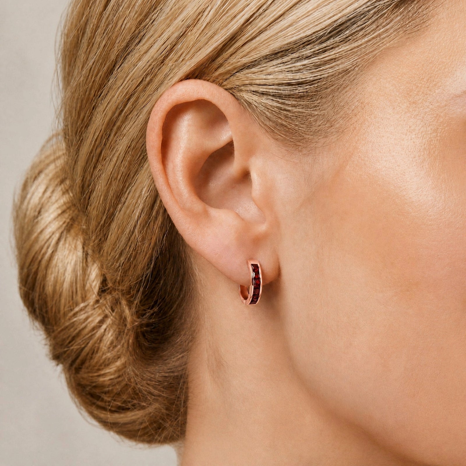 Rose Gold Huggie Earrings Citrine 10K — Drusilla