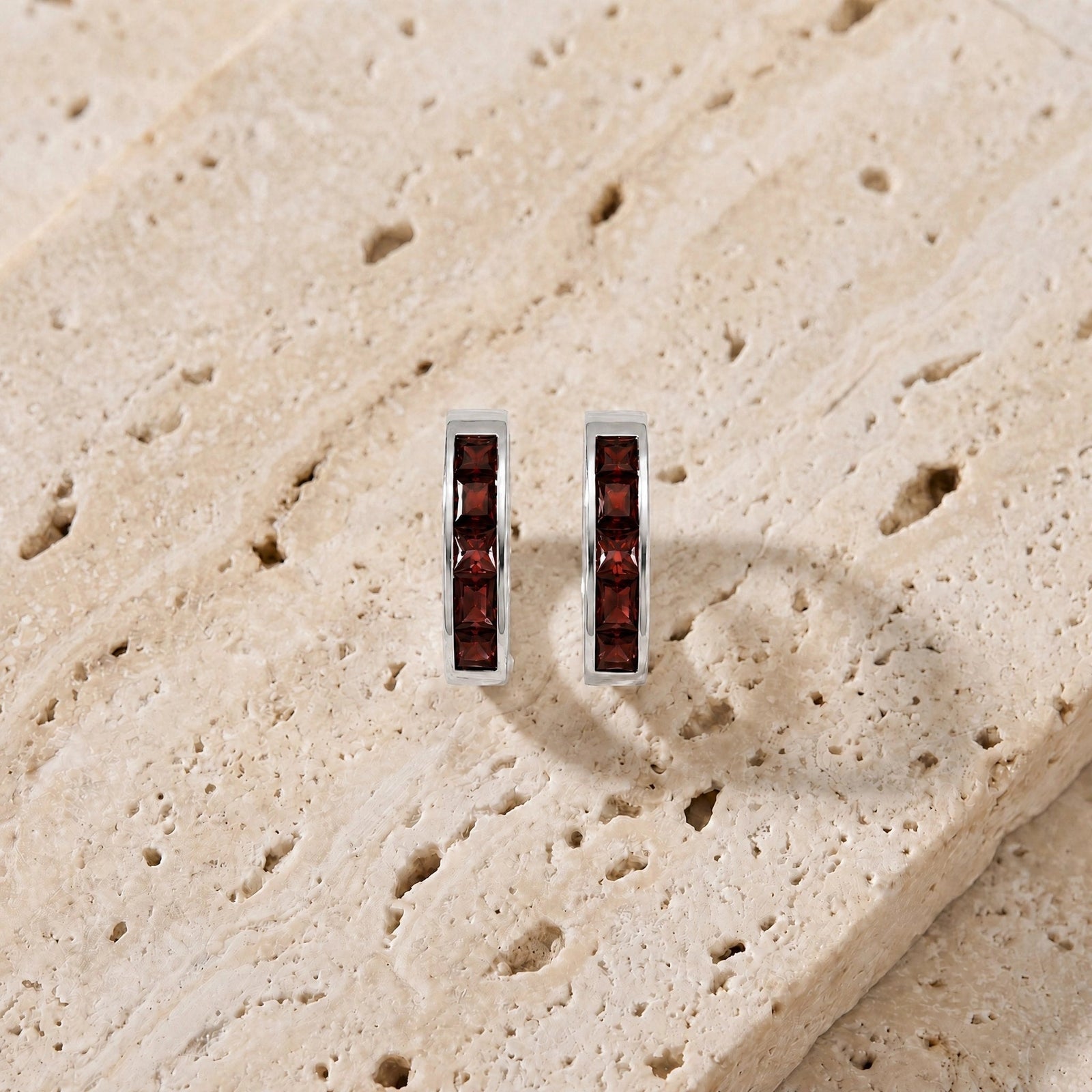 White Gold Huggie Earrings Citrine 10K — Drusilla