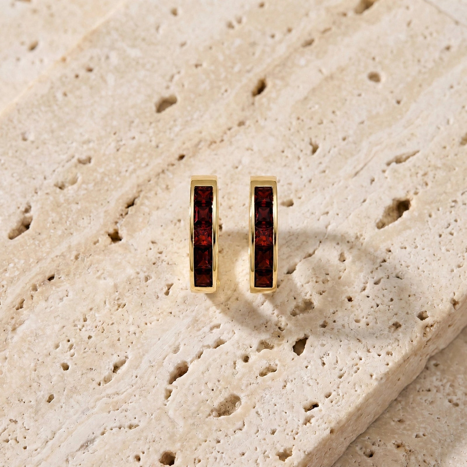 Yellow Gold Huggie Earrings Citrine 10K — Drusilla