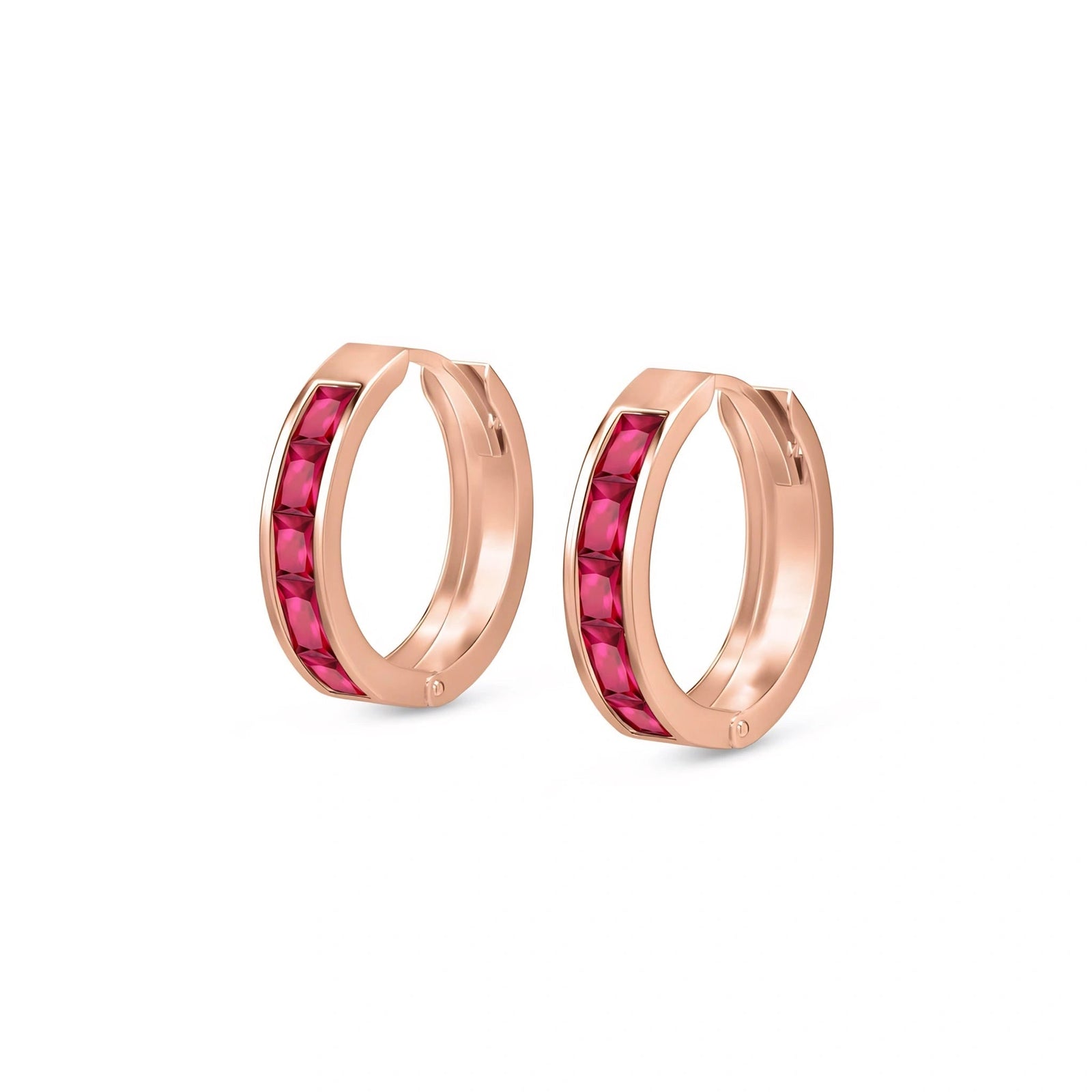 Rose Gold Huggie Earrings Diamond 10K — Drusilla