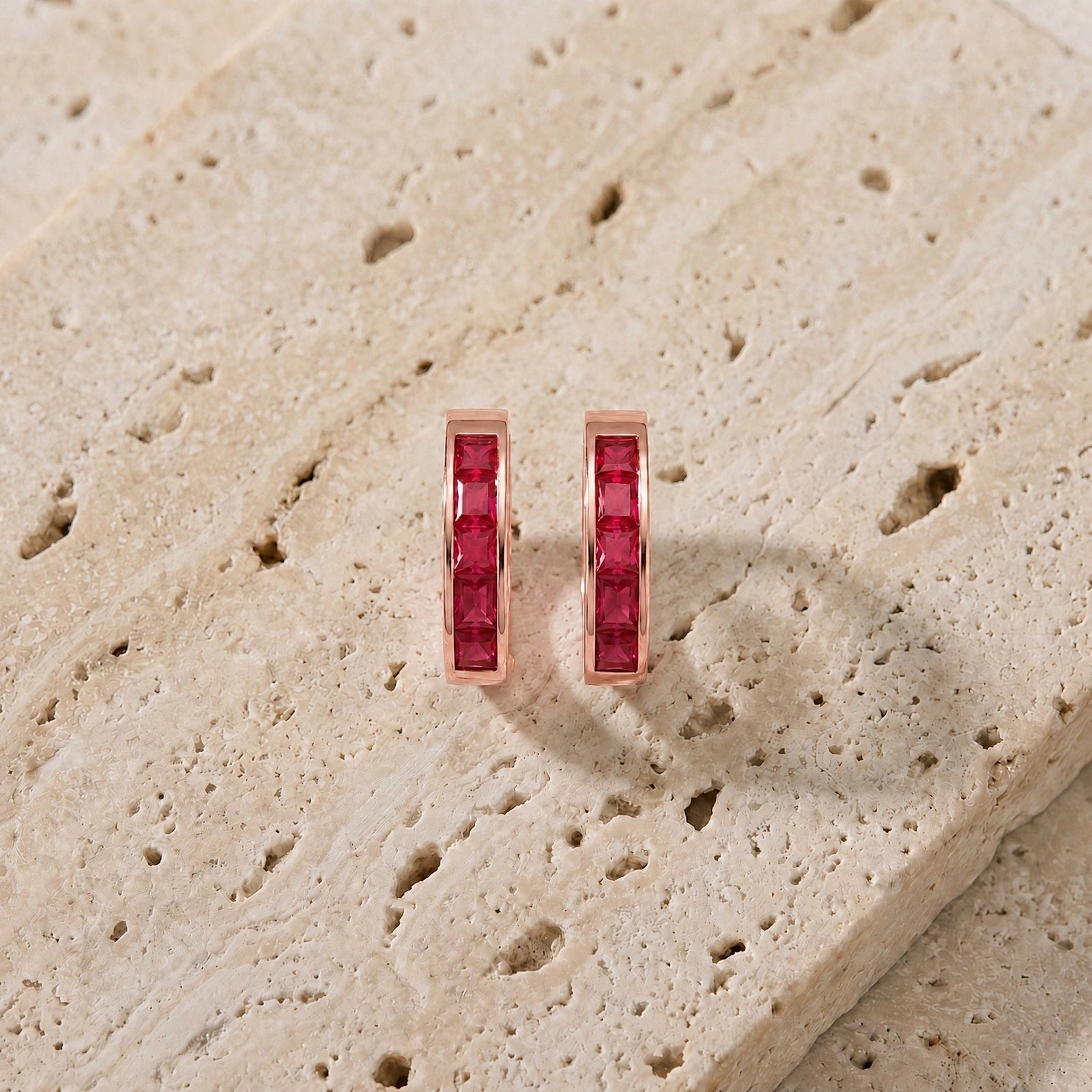 Rose Gold Huggie Earrings Diamond 10K — Drusilla