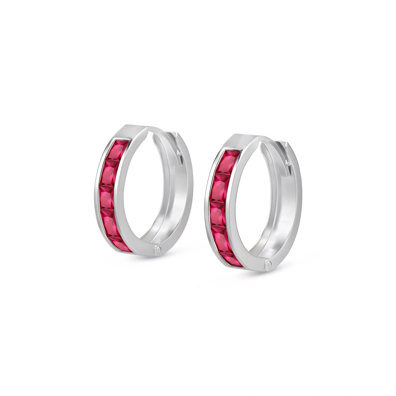 White Gold Huggie Earrings Diamond 10K — Drusilla