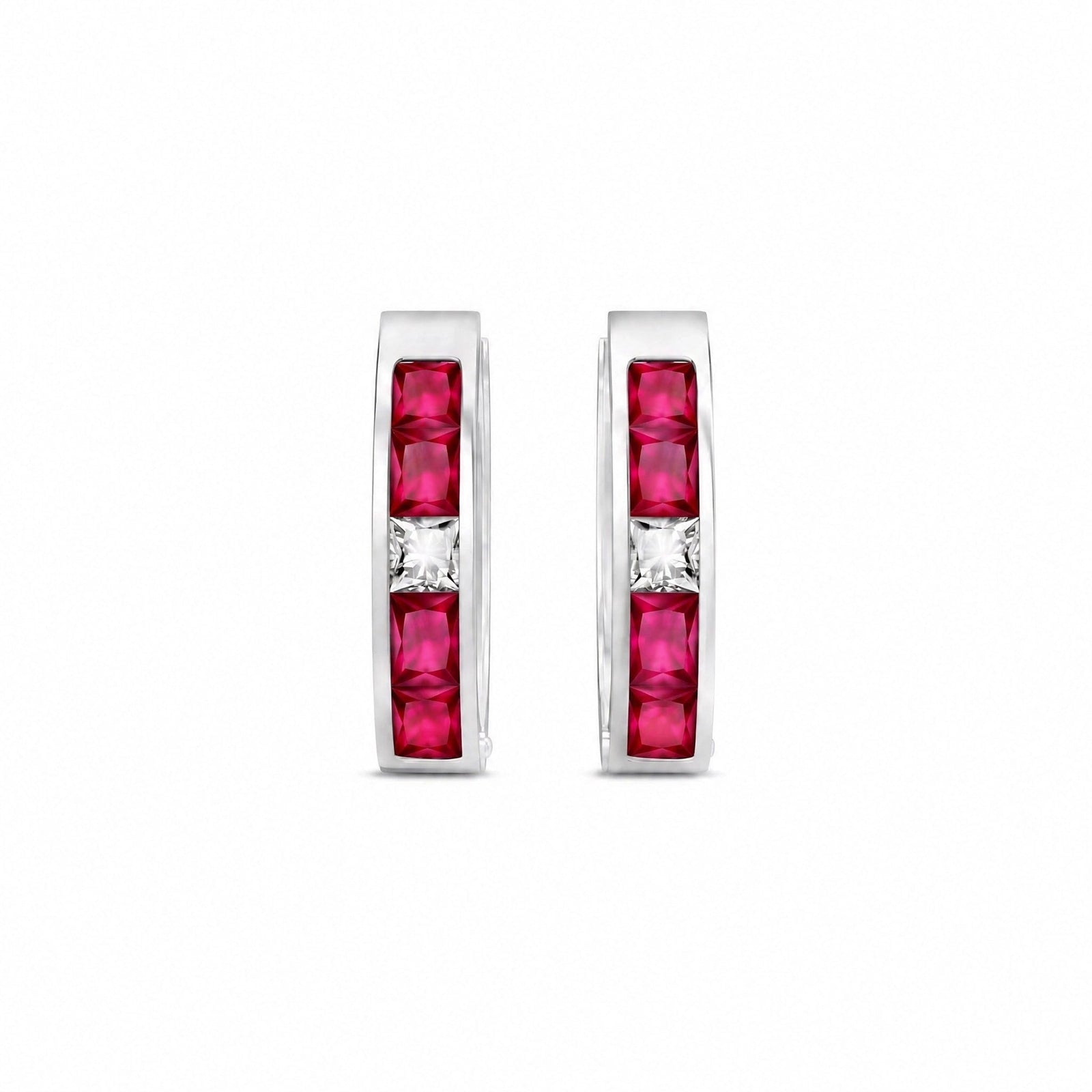 White Gold Huggie Earrings Diamond 10K — Drusilla