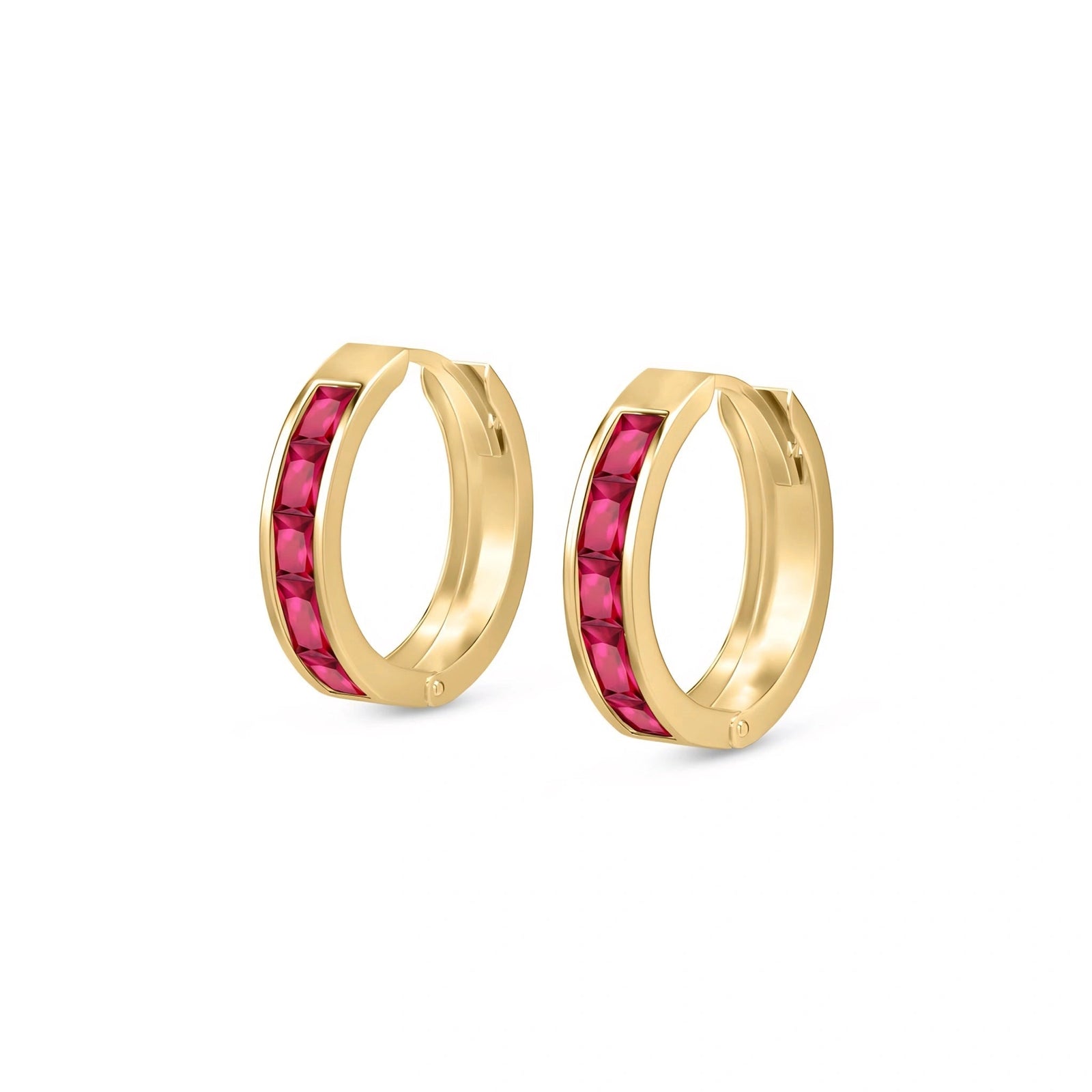 Yellow Gold Huggie Earrings Diamond 10K — Drusilla