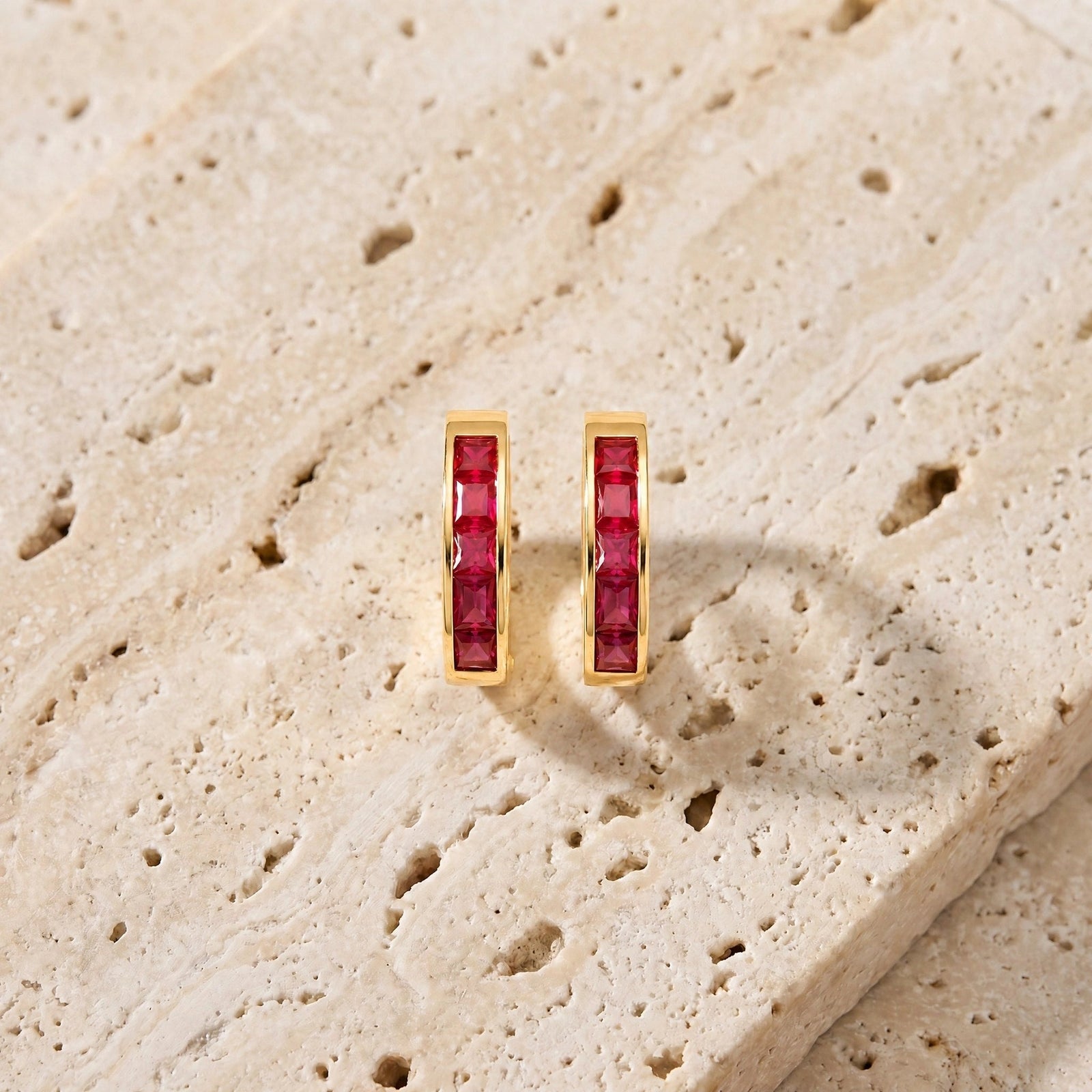Yellow Gold Huggie Earrings Diamond 10K — Drusilla